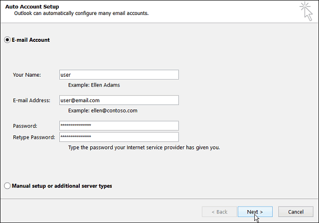 Microsoft outlook 2003 setting up hotmail account