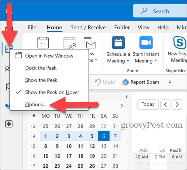 open options in microsoft outlook for windows