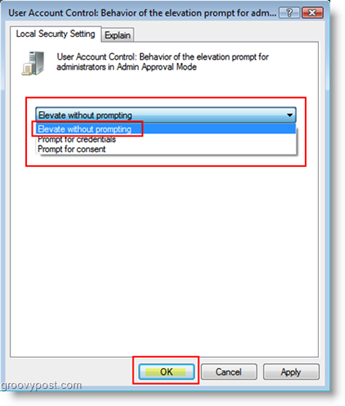 Disable UAC Pop Up for Administrators in Windows Vista - 98