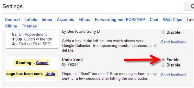 How To Enable Undo Send for GMail Sent Items - 96
