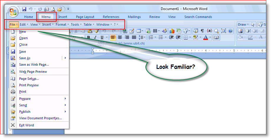 How-To Enable / Add Legacy File Menus in Office 2007