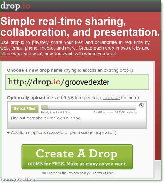 how to sign up for free online collaboration using drop.io