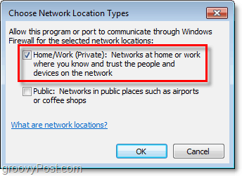 how to manually select a network for your windows 7 firewall exception