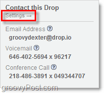 how to acces drop.io settings