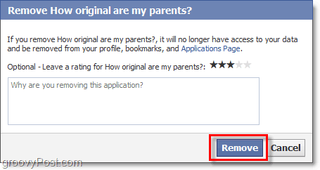 remove confirmation for facebook apps