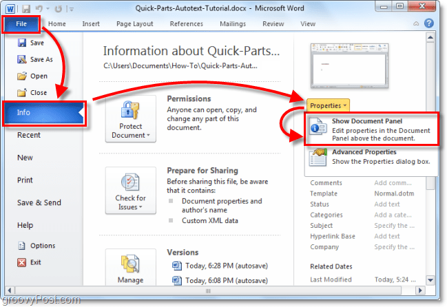 How To Guide for Using Autotext Quick Parts In Office 2010 - 36