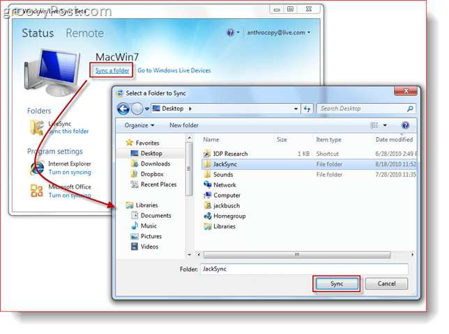 Syncing a Folder with Windows Live Sync Beta