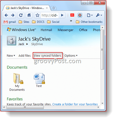 Viewing Synced Folders in your Skydrive