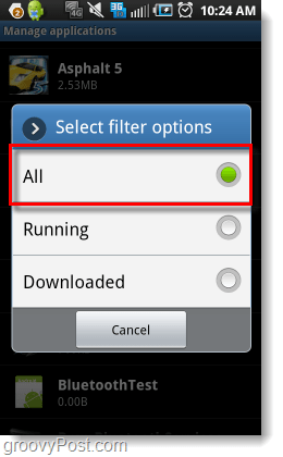 filter all android applications management