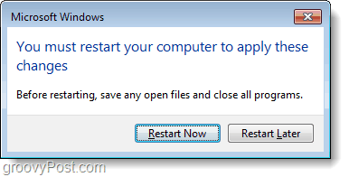 restart computer to save changes