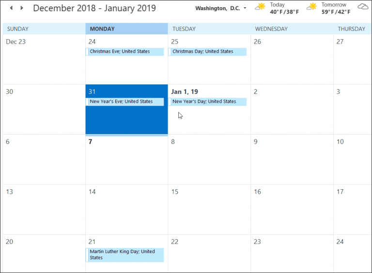How to Add National Holidays to the Outlook Calendar