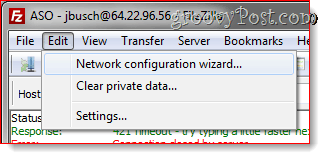 Filezilla Network Configuration wizard