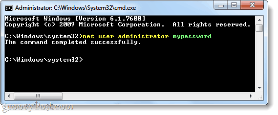 net user command to add a password to an account