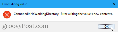 Cannot edit error in Windows Registry