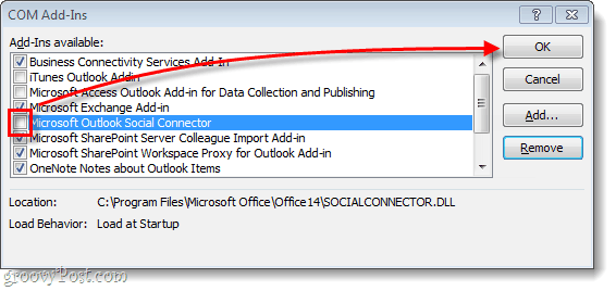 How to Remove or Disable the Outlook Social Connector in Office 2010 - 8