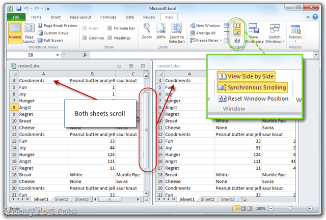 How to View Excel 2010 Spreadsheets Side by Side for Comparison   groovyPost - 13