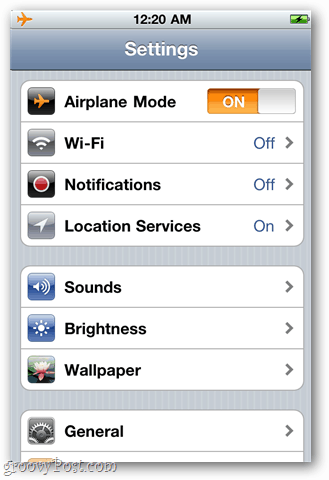 Apple iPhone  Set Airplane Mode to Avoid Roaming Fees - 38