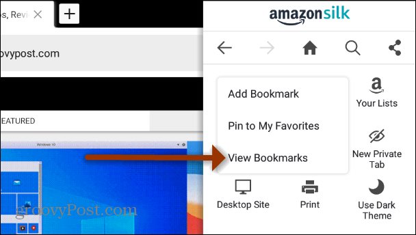 View Bookmarks Fire HD