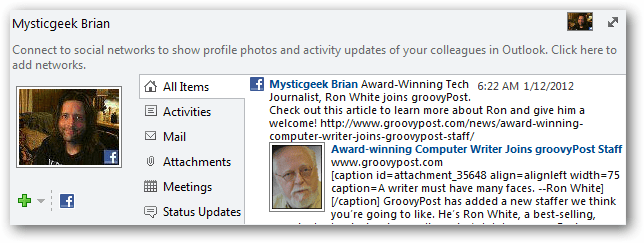 Outlook Facebook Connector Update Available - 68