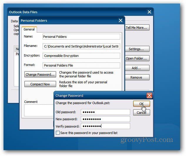 How To Password Protect an Outlook PST File - 4