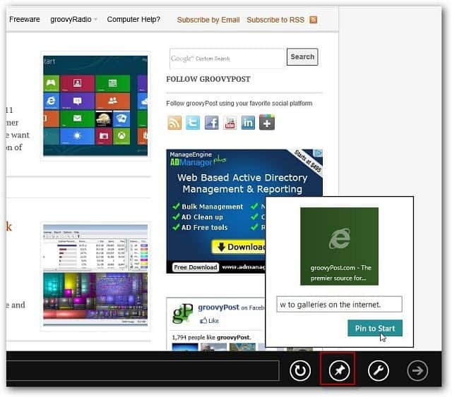 Windows 8 Pin Favorite Websites To Metro Start Screen