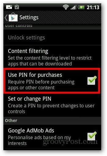 How To Add a Password to new Android App Purchases - 2