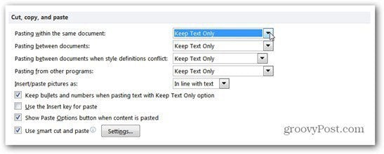 How To Set Default Paste in Microsoft Word 2010 - 1