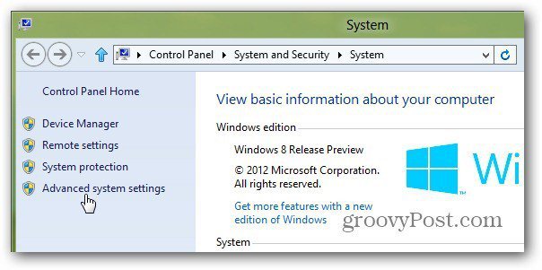 Advanced system settings windows 8 где найти
