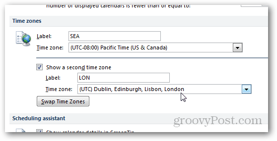 How to Add Extra Time Zones to your Outlook 2010 Calendar - 94