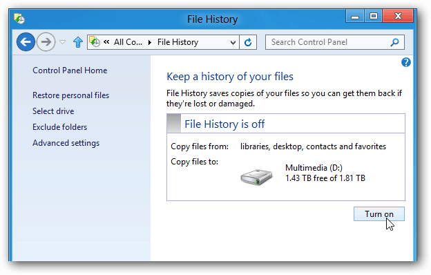How To Enable Windows 8 File History - 37