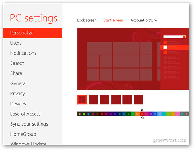 access windows 8 background color and image settings