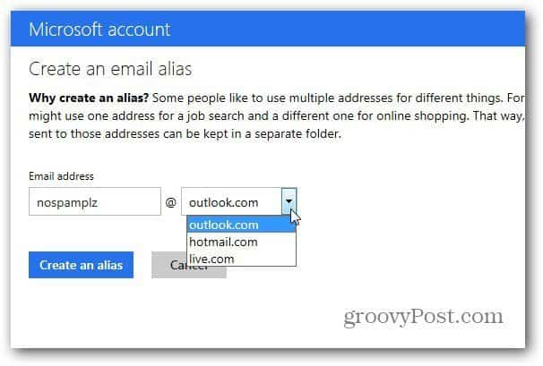 Enter alias email
