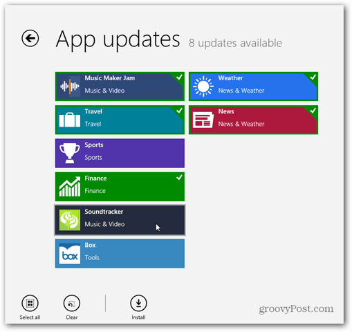 Select Apps to Update