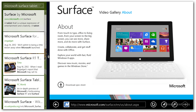 Surface View Bing IE