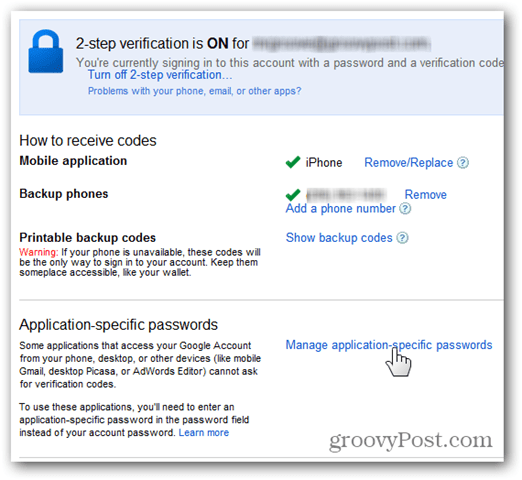 Google Two Factor Authentication   Create Application Specific One Off Passwords - 48