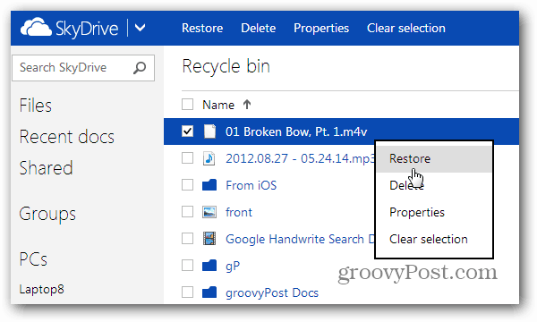 How To Use Recycle Bin in Windows SkyDrive - 60