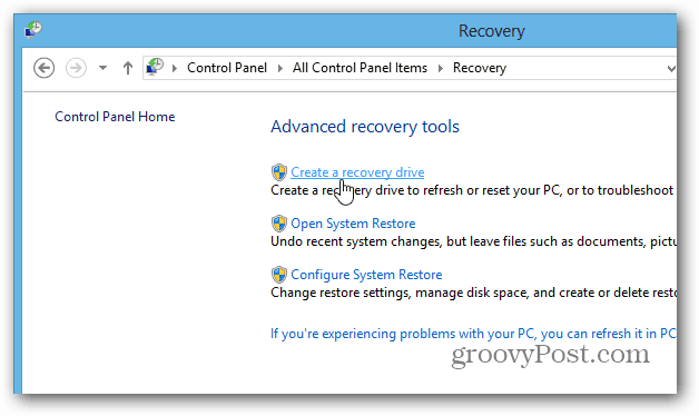 create recovery desktop