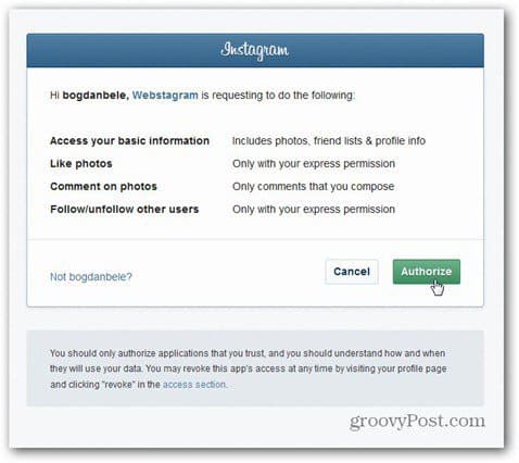 webstagram authorize