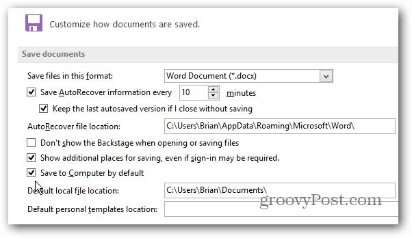 Make Microsoft Office Documents Save to Your Computer by Default - 63