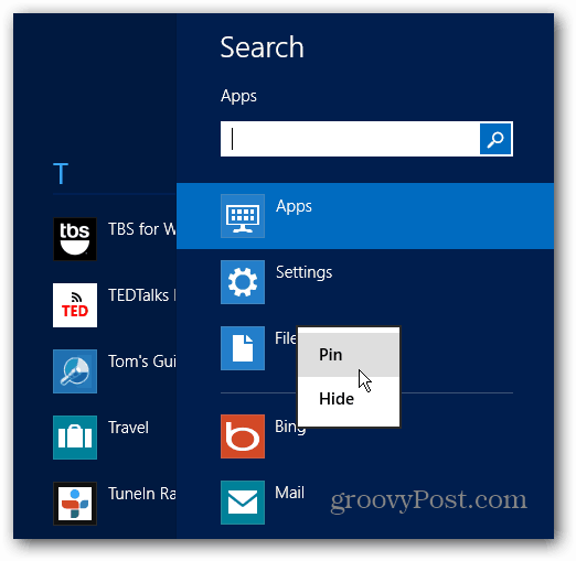 Windows 8 Search Bar