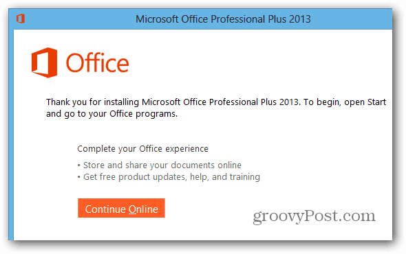 Office 2013 Installed