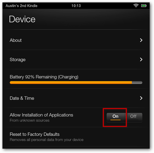 Enable Sideloading of Apps on the Kindle Fire HD - 48