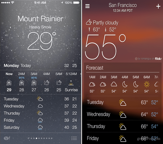 Yahoo and iOS 7 Weather Apps