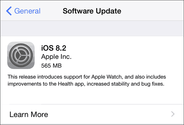 Apple iOS 8.2 for iPhone and iPad - Software Update