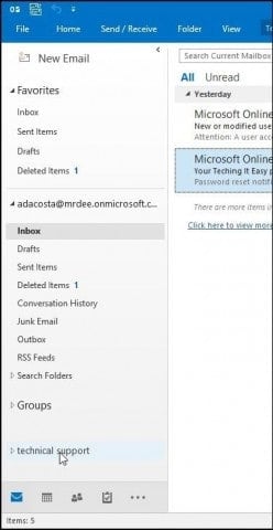 New Outlook mailbox created