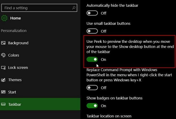 Windows 10 Tip  Enable Desktop Peek from the Taskbar  Updated  - 11