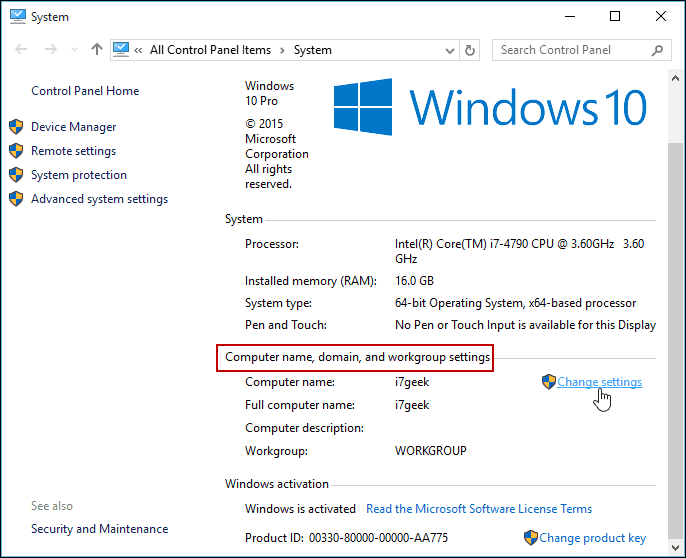 Change Full Computer Name Windows 7