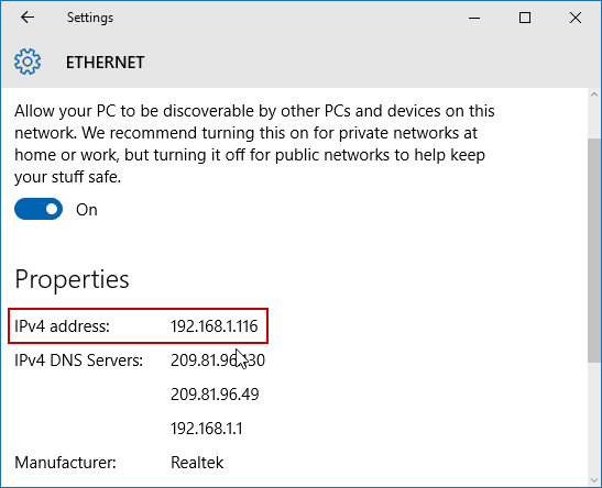 how to set an ip address in windows 10