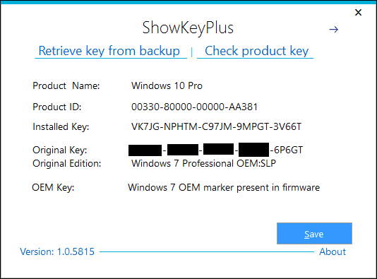 windows 10 pro product key check
