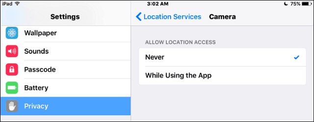 iOS Camera Location Services